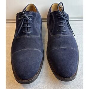 Minelli Blue Suede Round Toe Lace Oxford Dress Shoes Men's Size 42 US 9